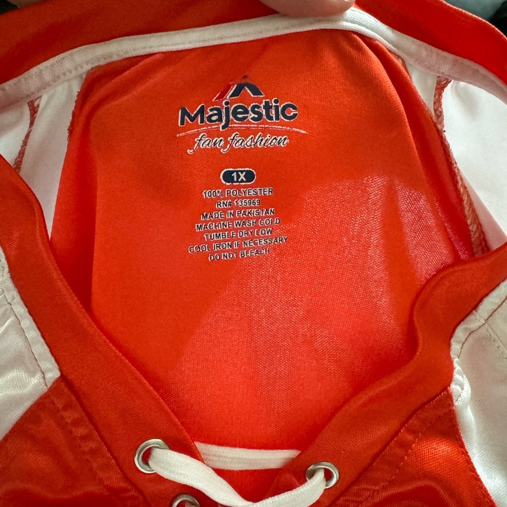 Denver Broncos Majestic Fan Fashion Jersey T Shirt Womens 1X Orange Sequin Logo - Picture 7 of 7